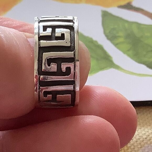 sterling SILVER 925 GREEK KEY WIDE RING SIZE US 7.5 - Picture 5 of 8